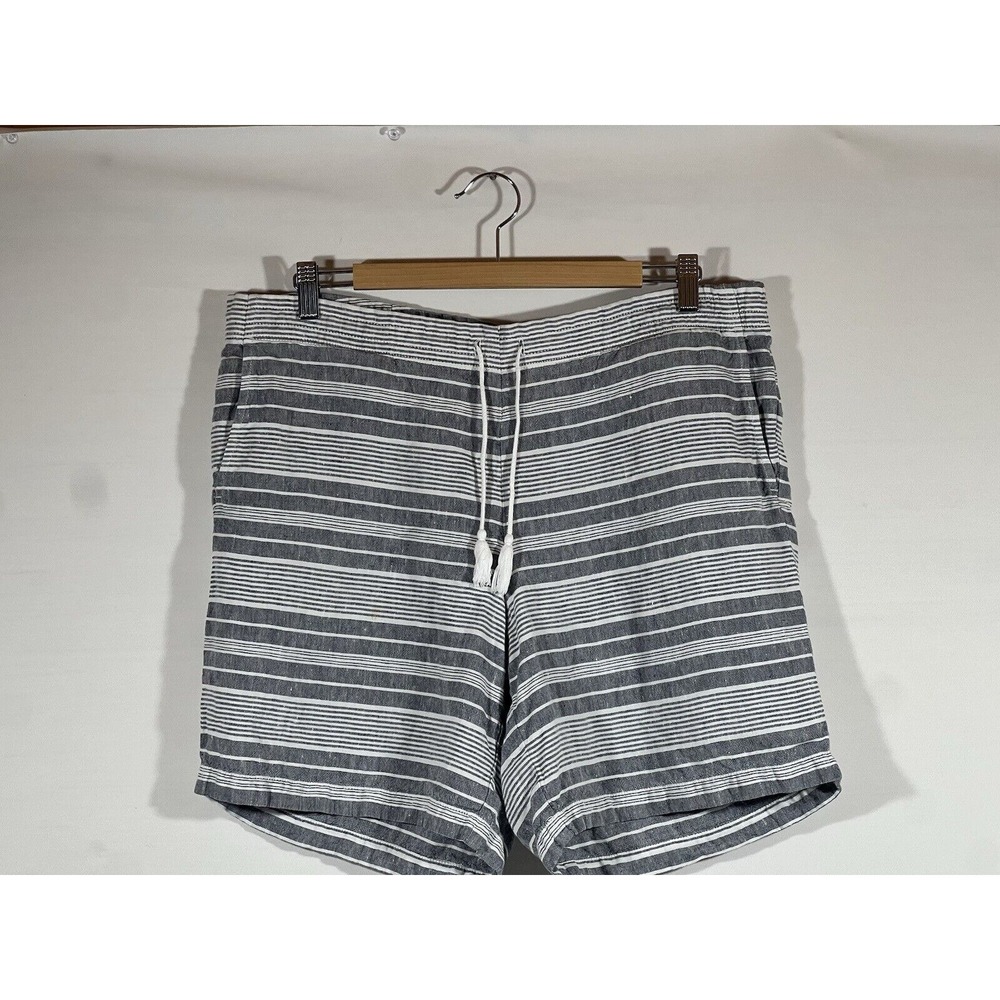 J Jill Women's Medium Linen‎ Shorts Gray White Stripes Casual Outdoor M Shorts